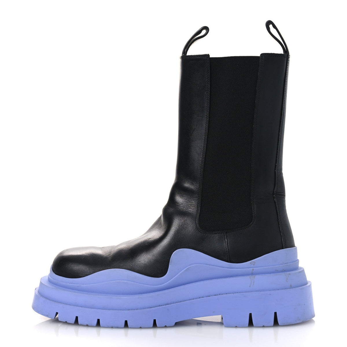 Bottega Veneta Calfskin Women's The Tire Chelsea Boots 40 Black Periwinkle