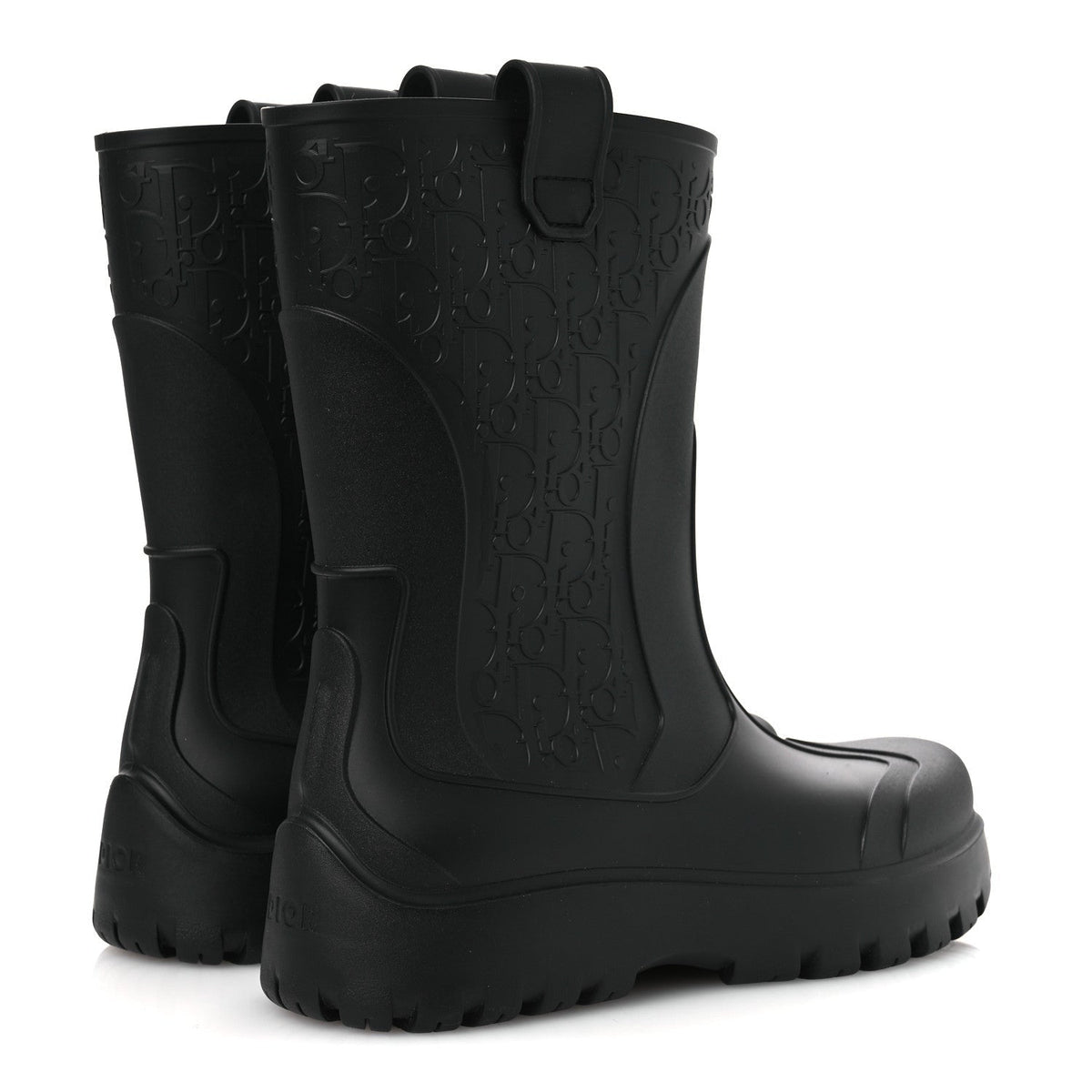 Christian Dior Rubber Men's Oblique Garden Rain Boots 43 Black