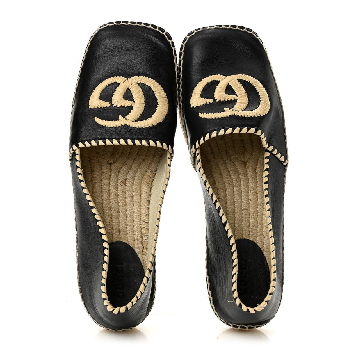 Gucci Nappa Women's Charlotte GG Marmont Miguel Espadrilles 40 Black