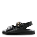 Gucci Embossed Calfskin Women's Guccissima GG Sandals 36.5 Black