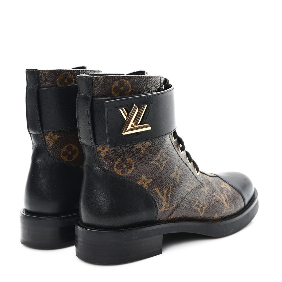 Louis Vuitton Calfskin Women's Monogram Wonderland Flat Ranger Boots 38 Black
