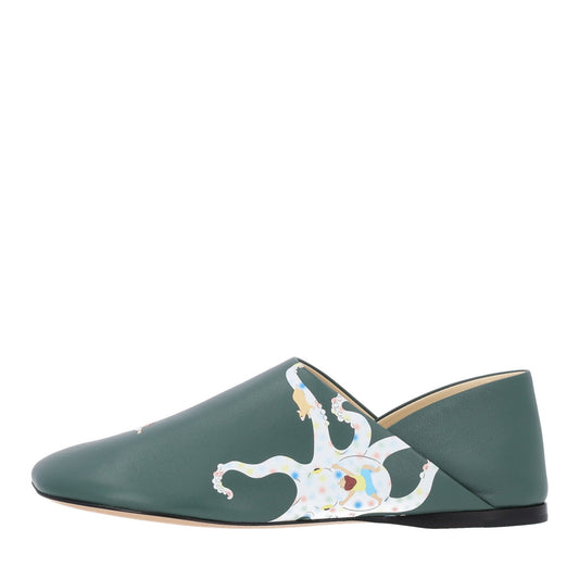 Loewe Shiny Calfskin Women's x Suna Fujita Octopus Loafers 36 Vetiver