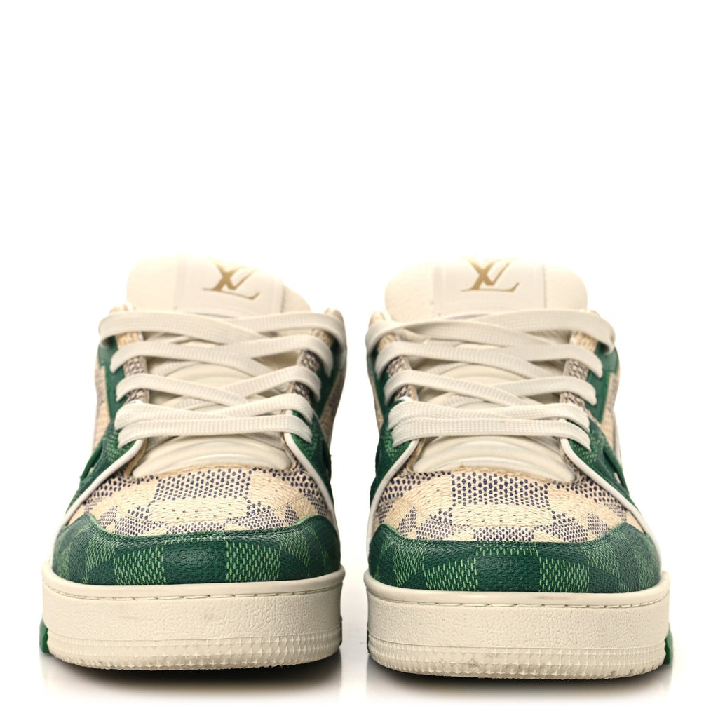 Louis Vuitton Damier Grained Calfskin Monogram Men's LV Trainer Sneakers 4 Green