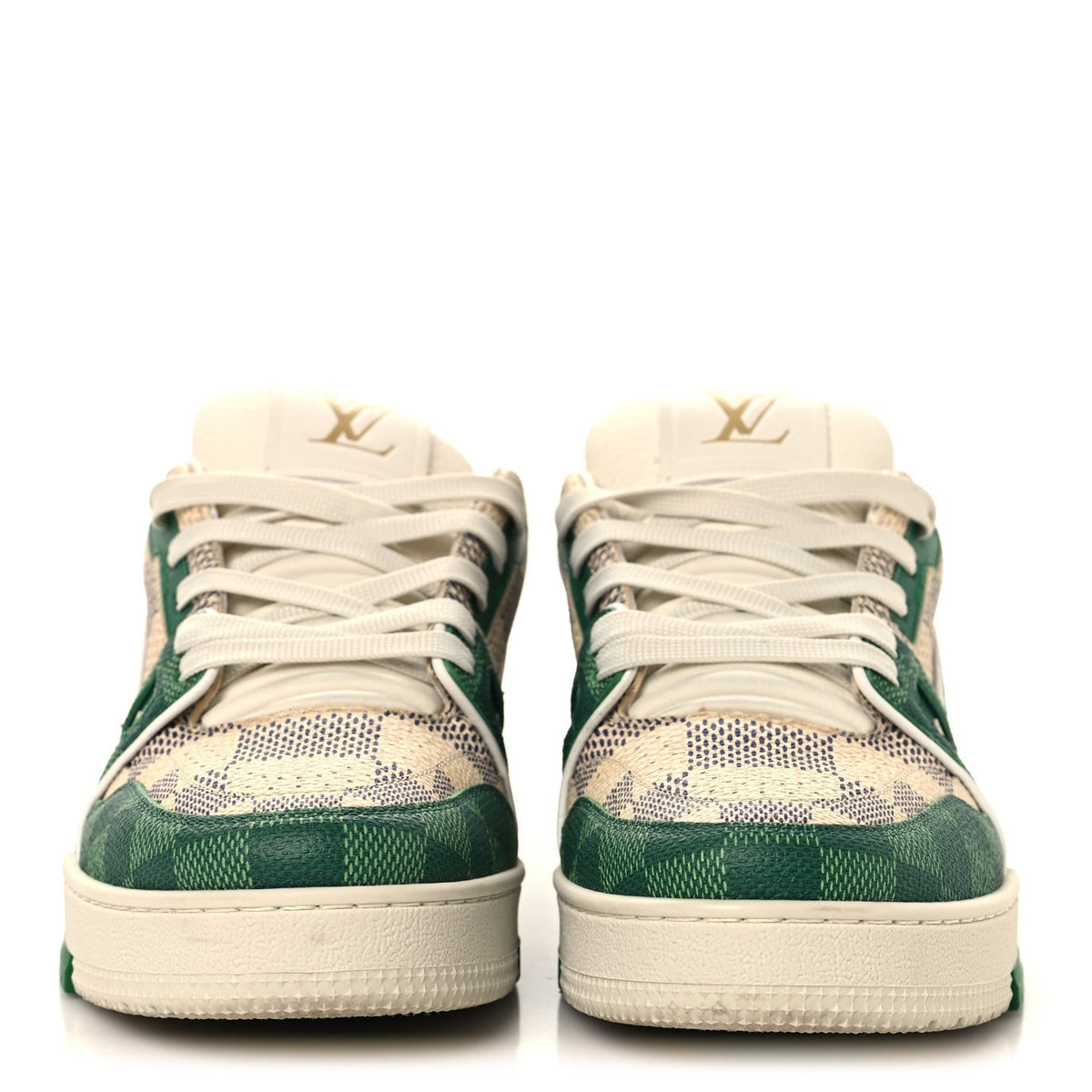 Louis Vuitton Damier Grained Calfskin Monogram Men's LV Trainer Sneakers 4 Green