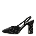 Suede Kidskin Cap Toe CC Slingback Pumps Black Silver
