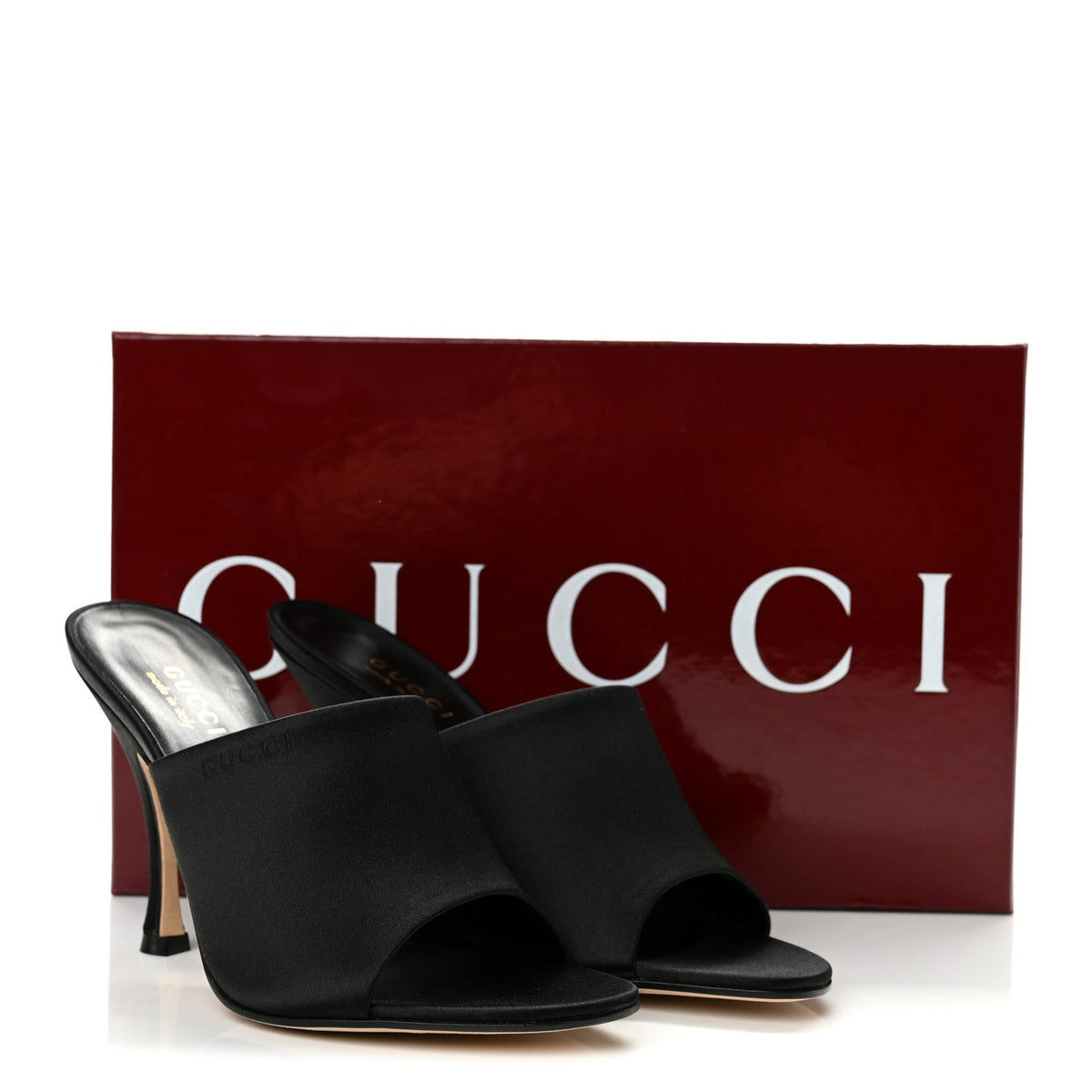 Gucci Raso Seta Logo Sandal 10.2cm Women's Pumps Black