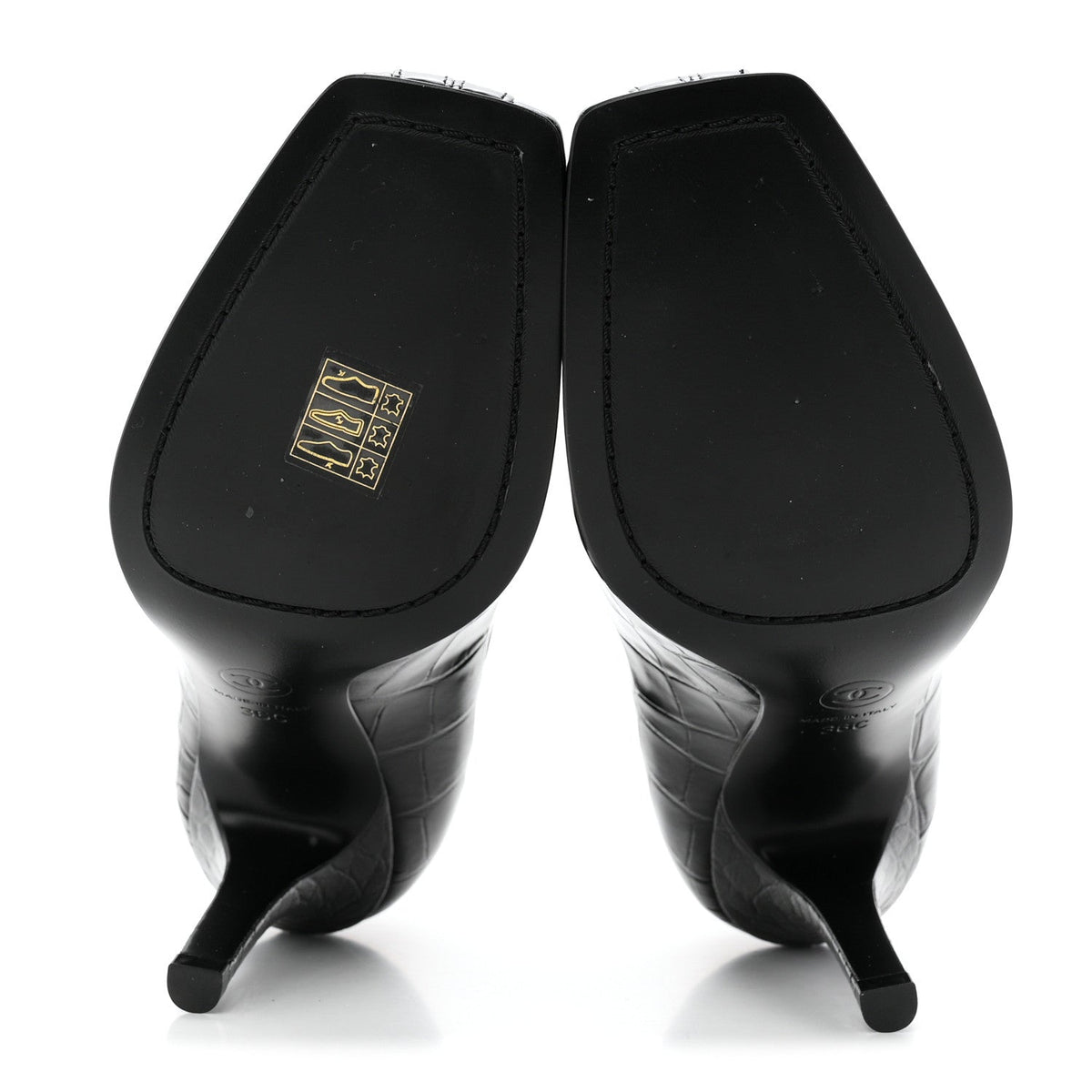 Chanel Crocodile Embossed Patent Calfskin Women's Pumps 36 Black