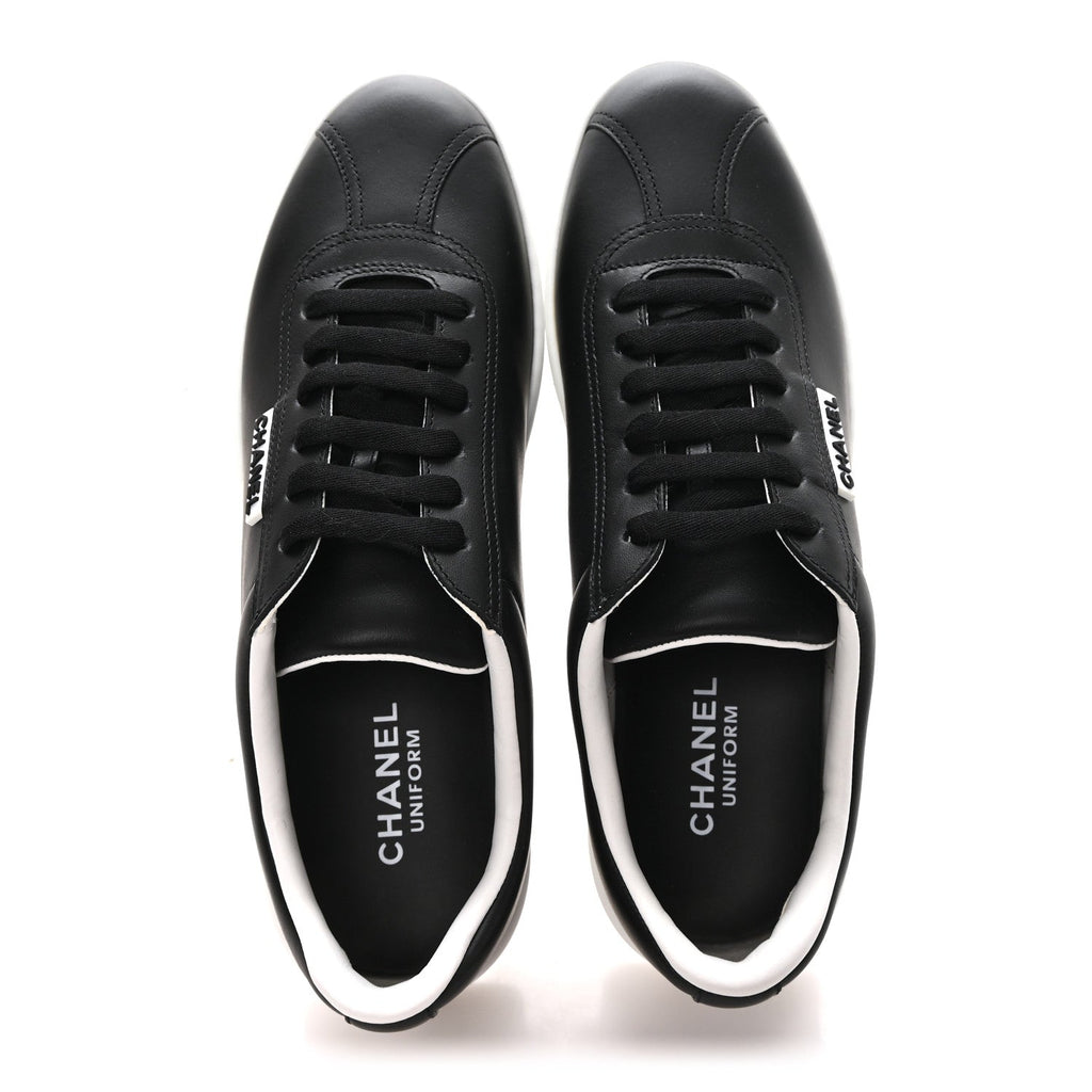 Chanel Calfskin Women's CC Sneakers 39.5 Black