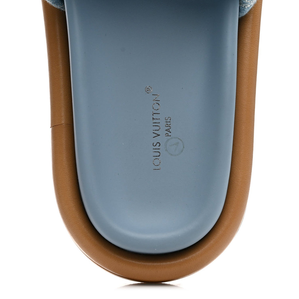 Louis Vuitton Denim Leather Women's LV Bliss Mules 36.5 Turquoise
