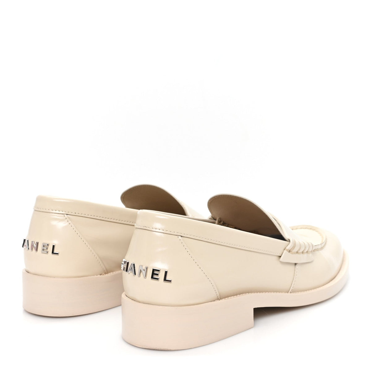 Chanel Shiny Calfskin Logo Women's Loafers