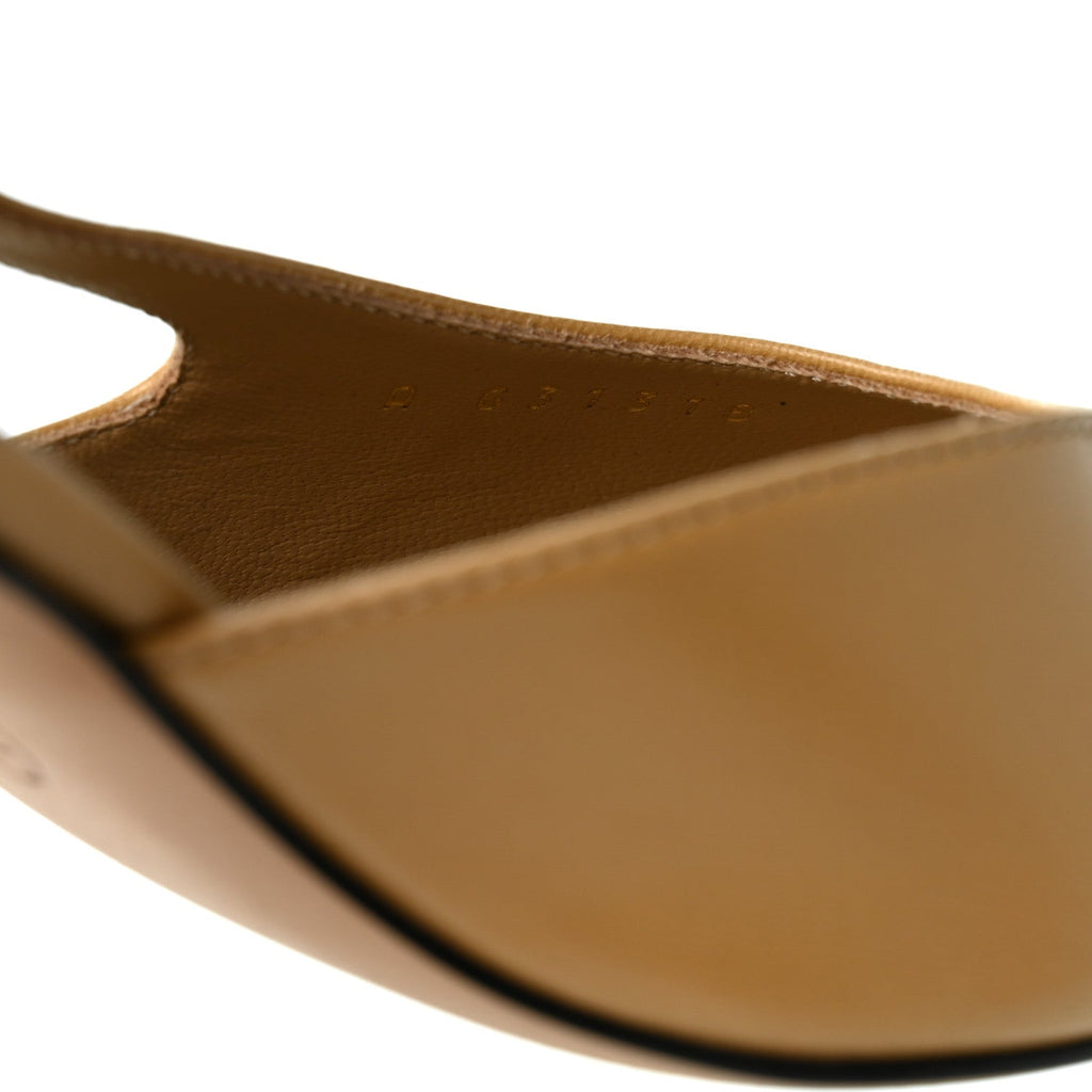 Chanel Goatskin Grosgrain Women's Cap Toe CC Slingback Pumps 37 Beige Black