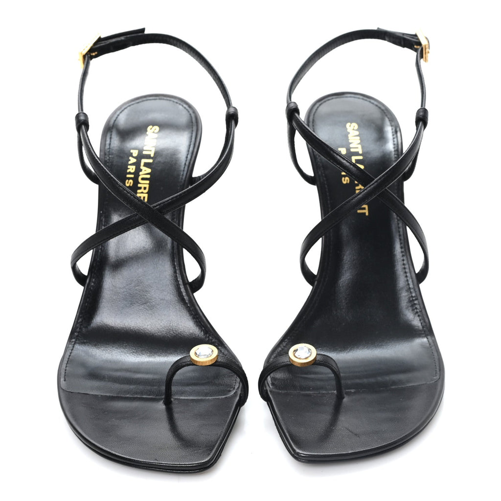 Saint Laurent Calfskin Women's Egado Date 110 Sandals 35 Black