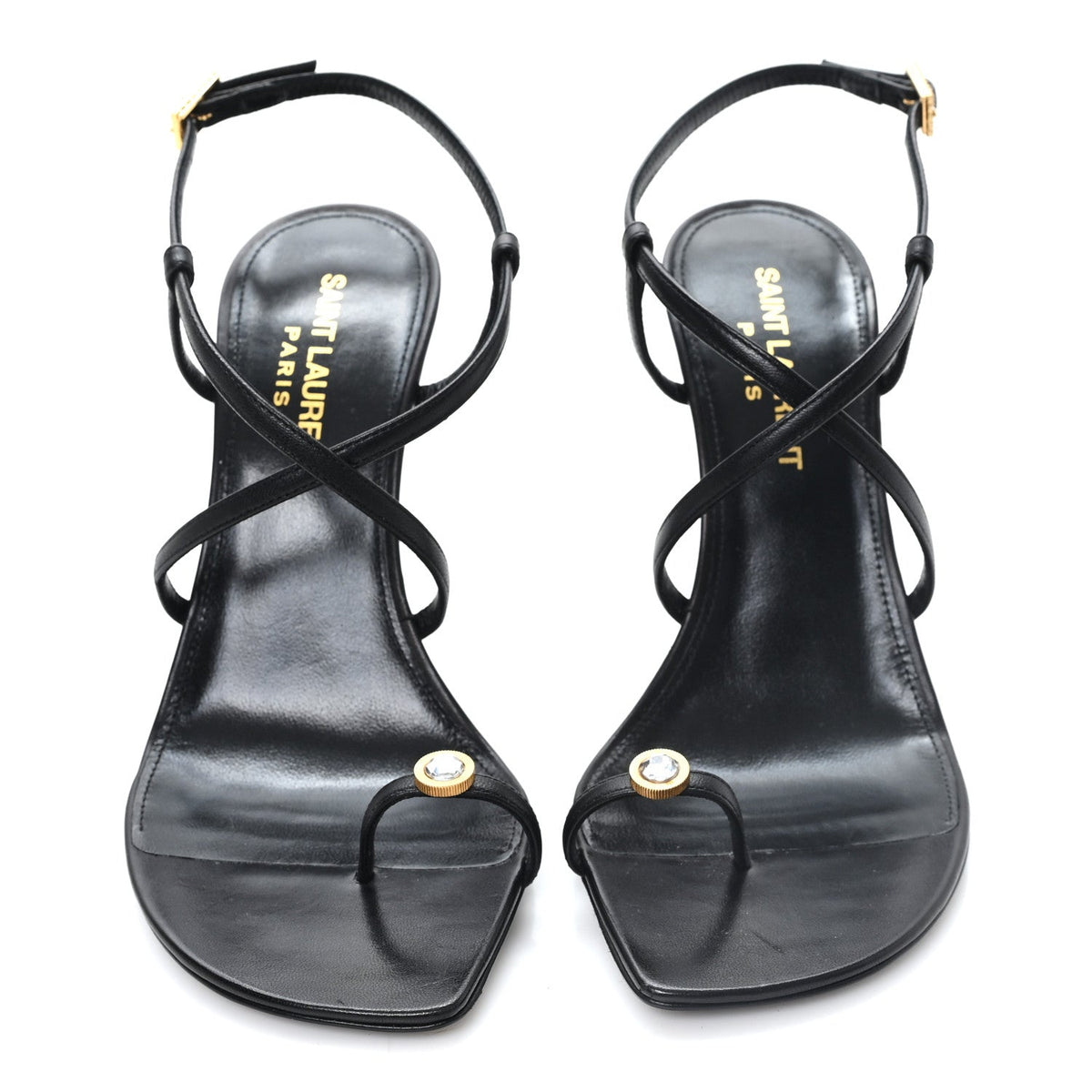 Saint Laurent Calfskin Women's Egado Date 110 Sandals 35 Black