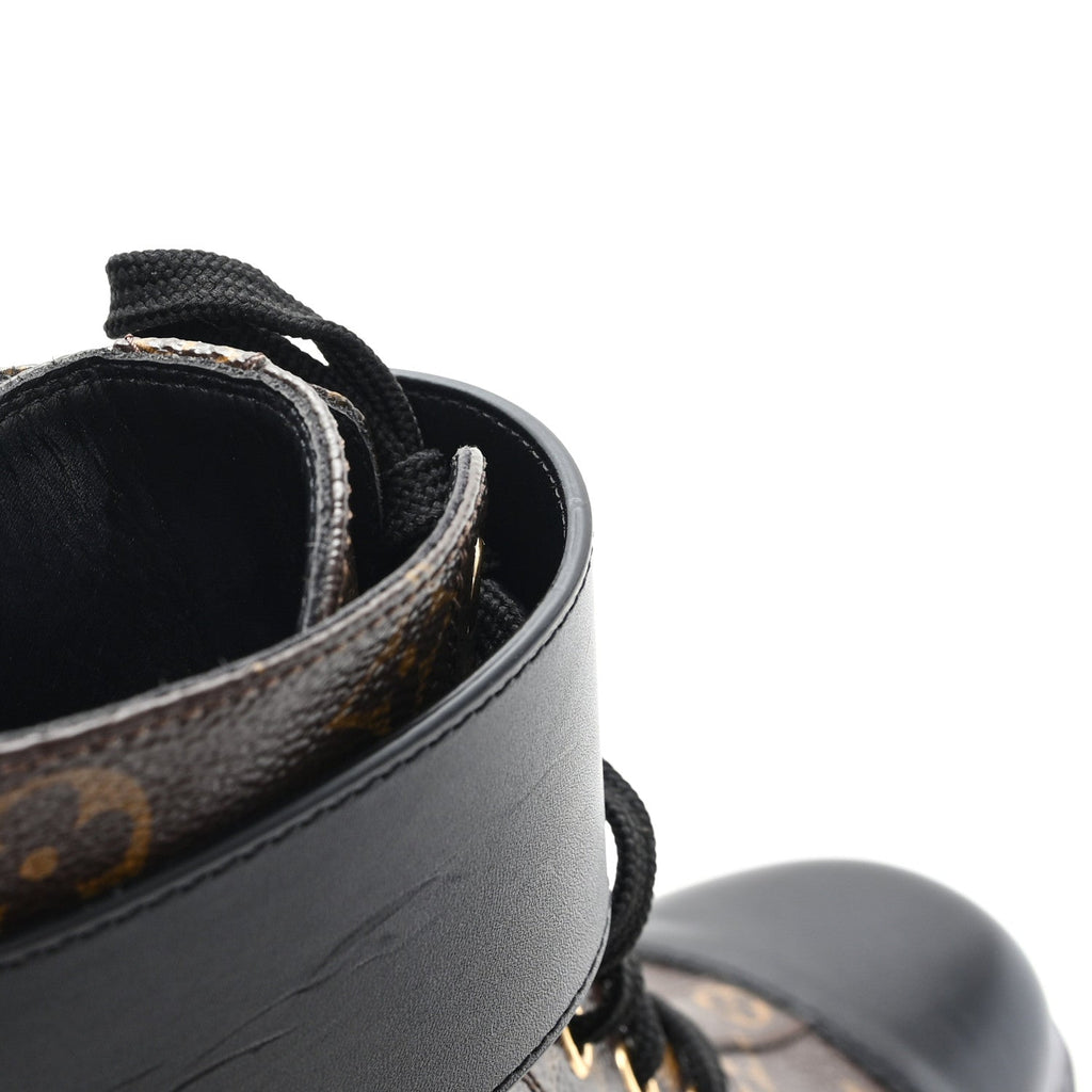 Louis Vuitton Calfskin Women's Monogram Wonderland Flat Ranger Boots 38 Black