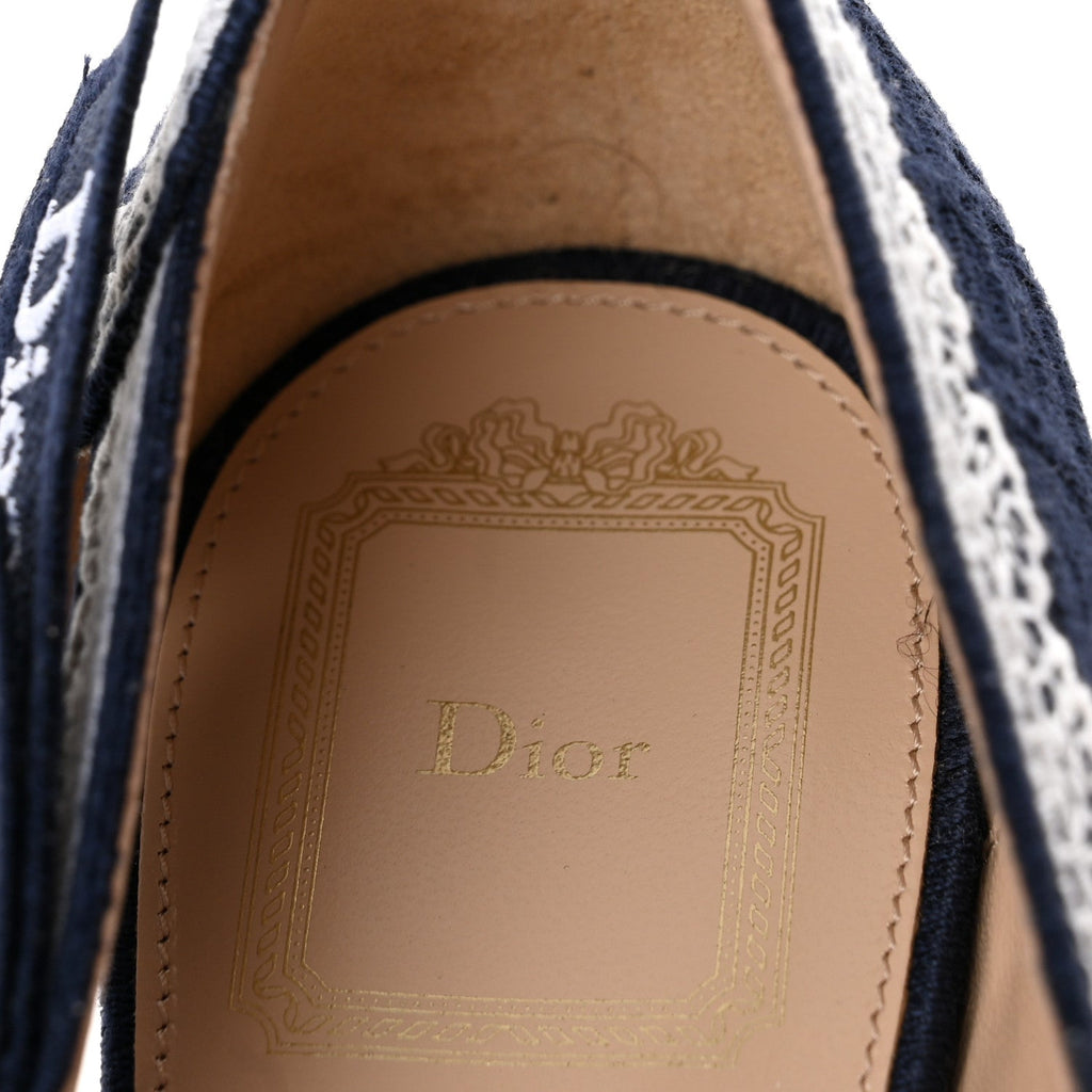 Christian Dior Embroidered Cotton Lace Women's J'adior Pumps 39 Blue Ecru