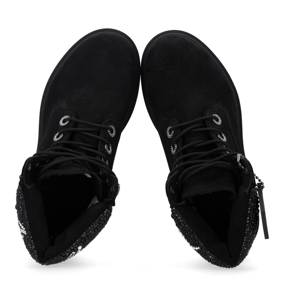 Jimmy Choo Nubuck Swarovski Crystal Women's X Timberland Ankle Boots 37.5 Black