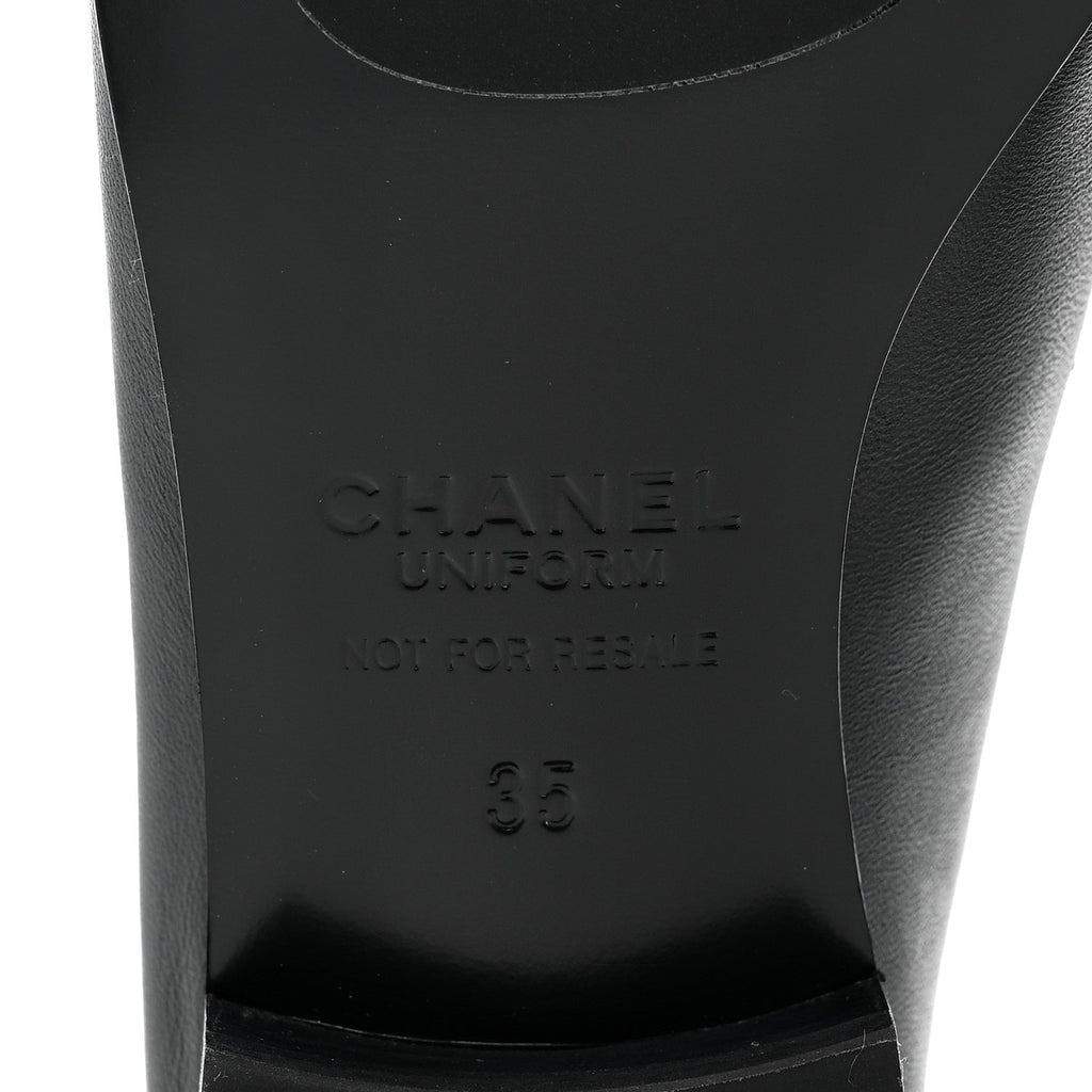 Chanel Lambskin Women's Stitched CC Loafers 35 Black