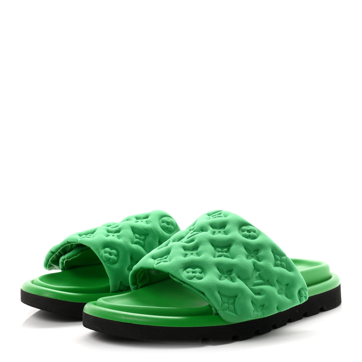 Louis Vuitton Technical Fabric Women's Pool Pillow Comfort Mules 41 Green