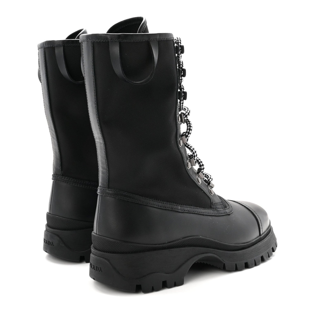 Prada Vitello Montana Neoprene Women's Combat Boots 36 Black
