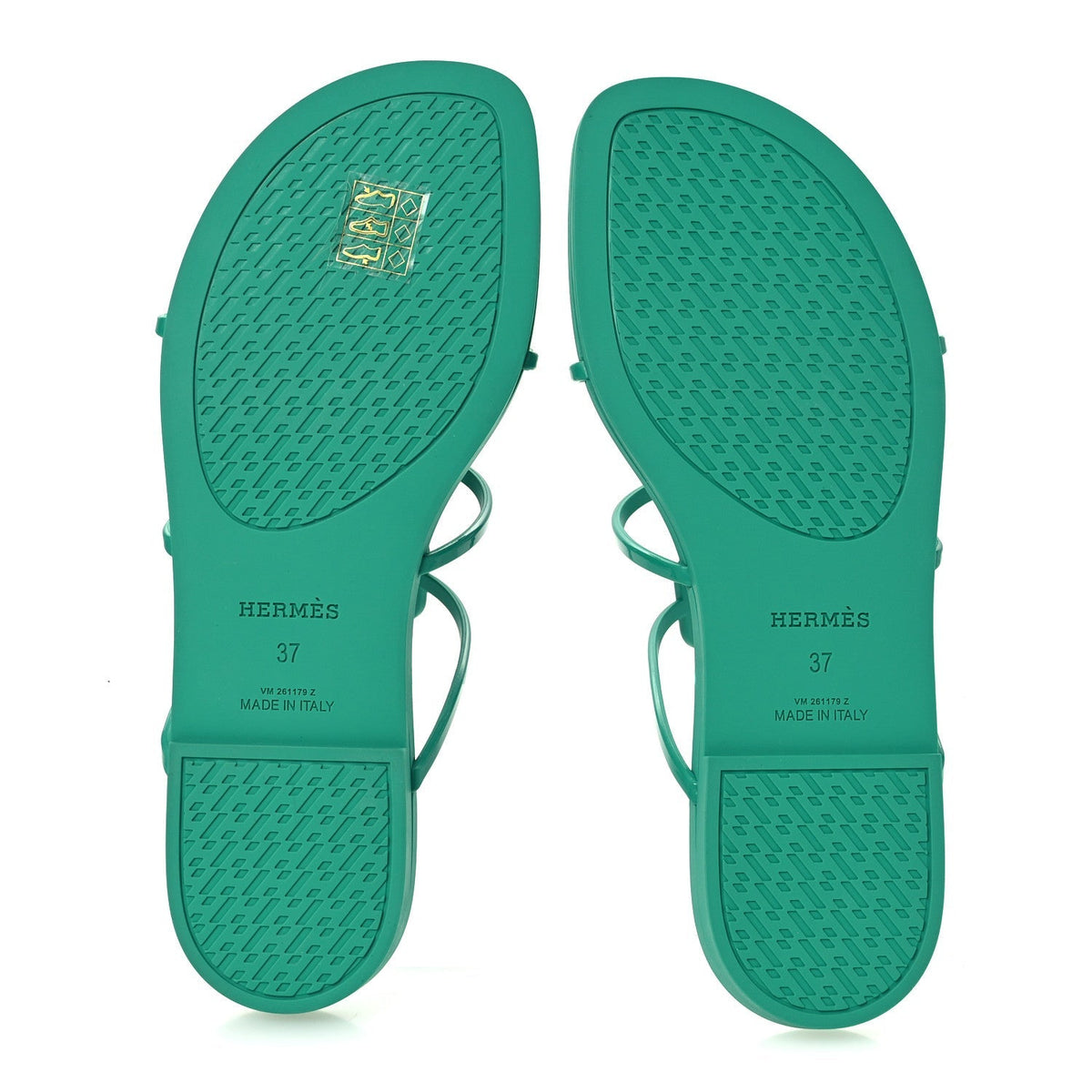 Hermes Rubber Women's Mykonos Sandals 37 Vert Tourmaline