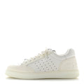 Grained Calfskin Fabric Logo Sneakers White White