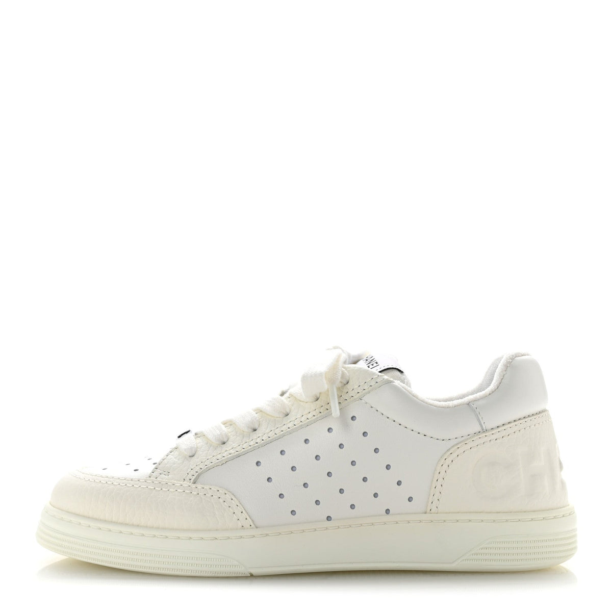 Grained Calfskin Fabric Logo Sneakers White White