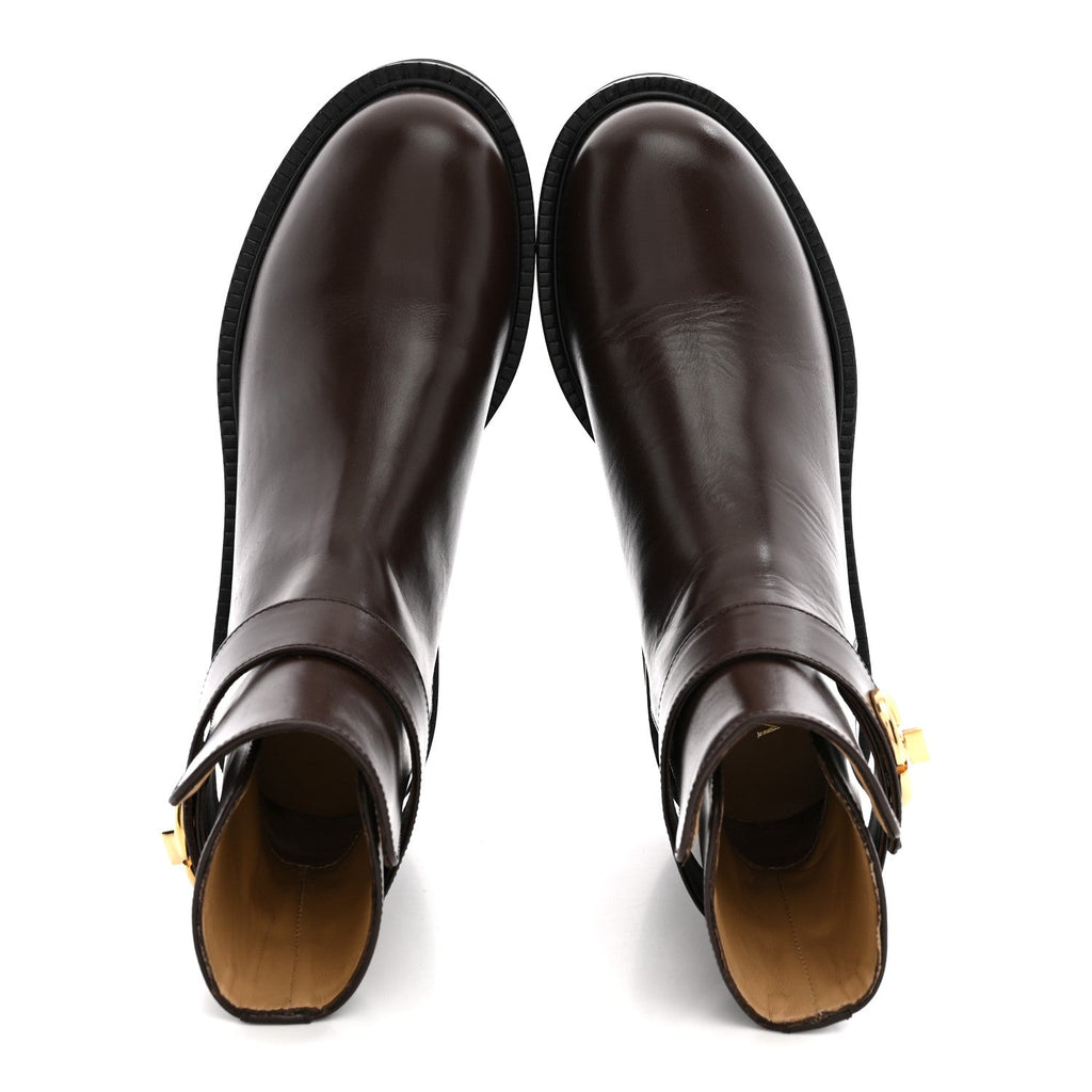 Valentino Garavani Calfskin Women's VLogo Locker 40mm Ankle Boots 36.5 Brown