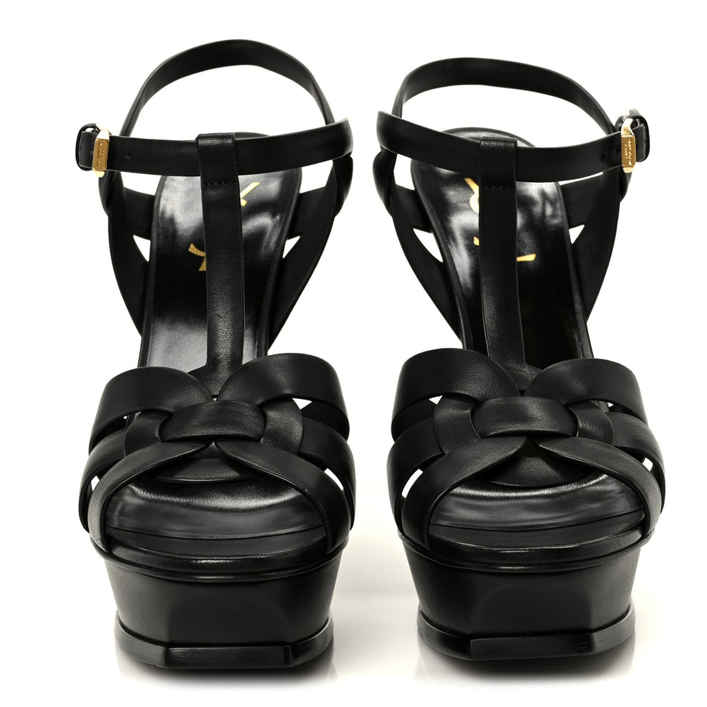 Saint Laurent Calfskin Women's Tribute 105 Sandals 39.5 Black