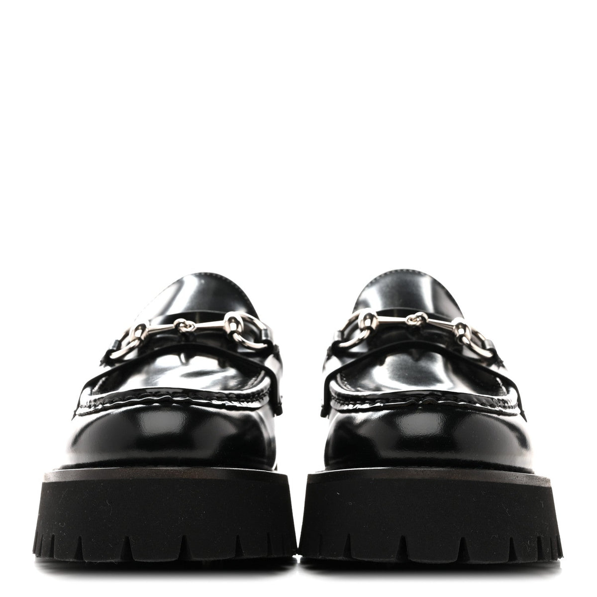 Gucci Cordovan Lux Women's Horsebit 45mm Platform Loafers 39.5 Black