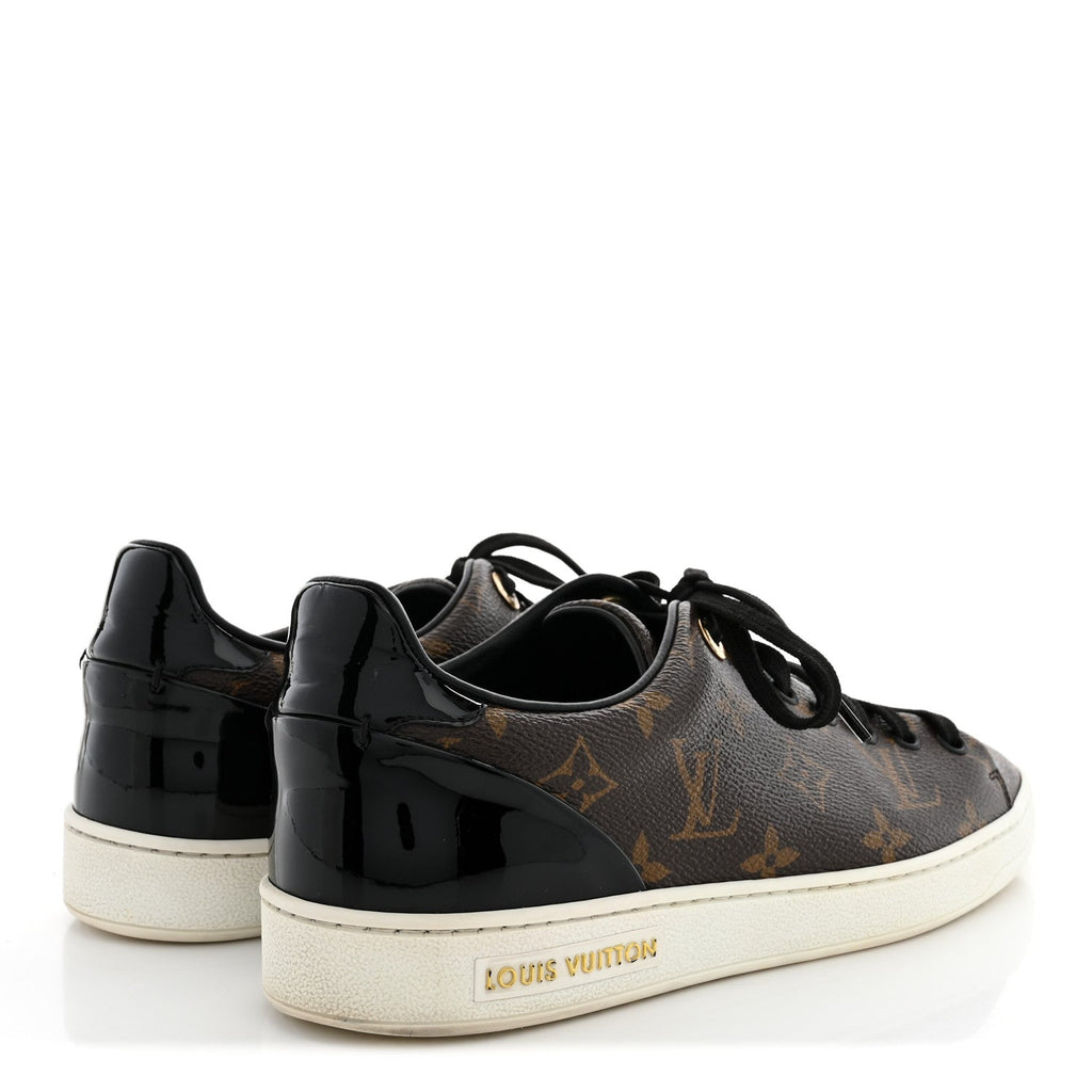Louis Vuitton Patent Monogram Women's Frontrow Sneakers 37 Black