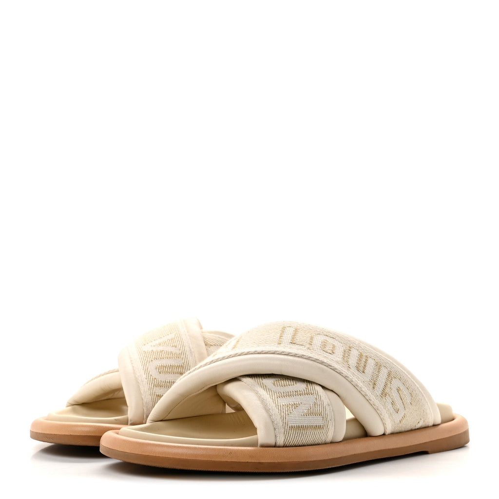 Louis Vuitton Leather Women's LV Bliss Comfort Cross-Over Mules 37 Ecru