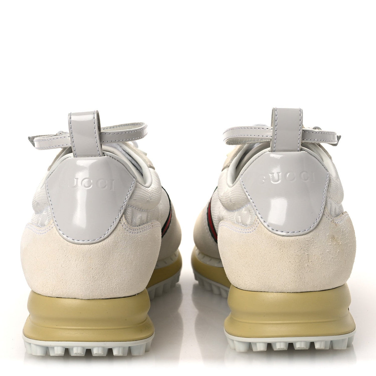 Gucci Suede Women's GG Monogram Web Re-Motion Sneakers 37 White