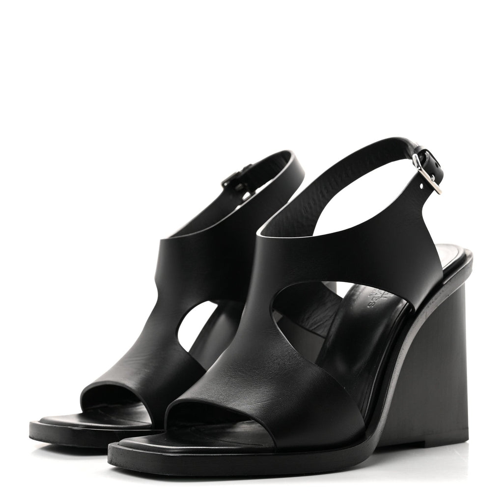 Hermes Calfskin Women's Kalya 100 Sandals 39 Black