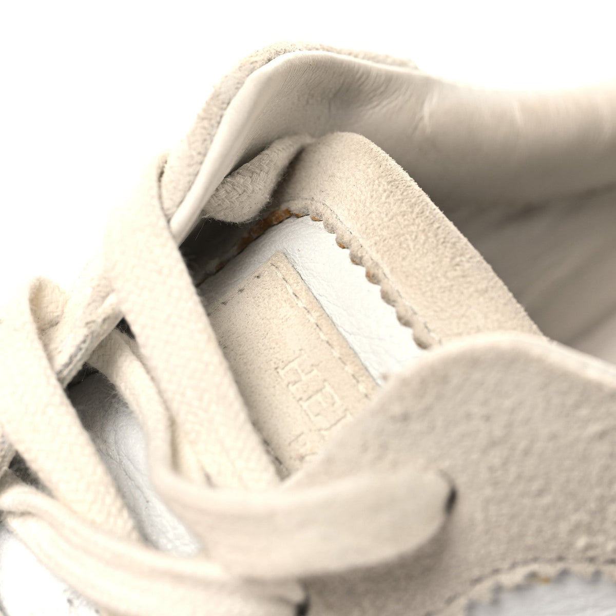 Hermes Calfskin Suede Goatskin Women's Bouncing Sneakers 39 White