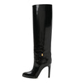 Saint Laurent Patent Calfskin Women's Linda 100 Boots 37.5 Black