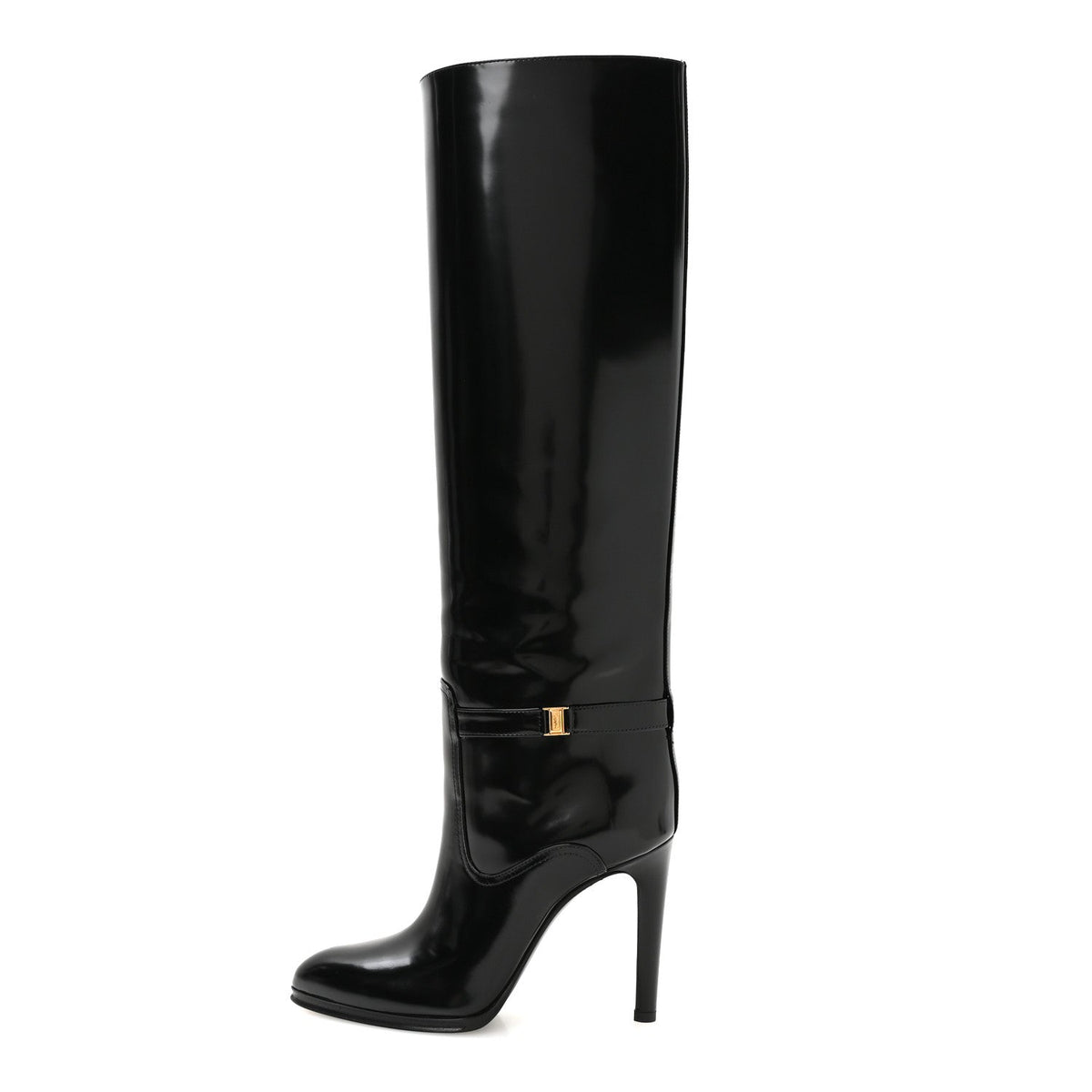 Saint Laurent Patent Calfskin Women's Linda 100 Boots 37.5 Black
