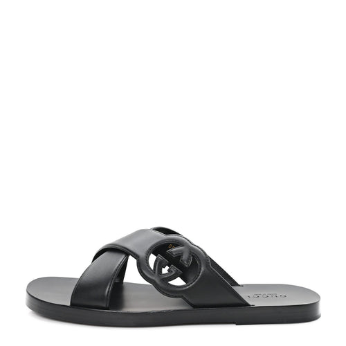 Gucci Cosmos Softy Calfskin Interlocking G Slide Sandals 12 Black