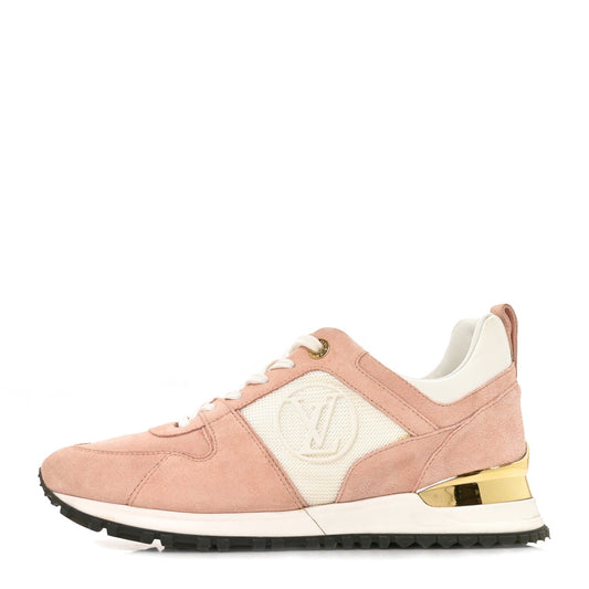 Louis Vuitton Suede Calfskin Women's Run Away Sneakers 38 Pink