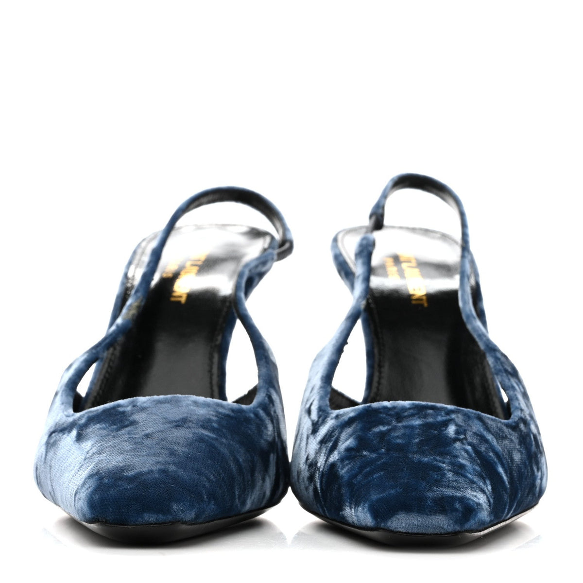 Saint Laurent Velvet Women's Tom 90 Dream Slingback Pumps 37.5 Denim