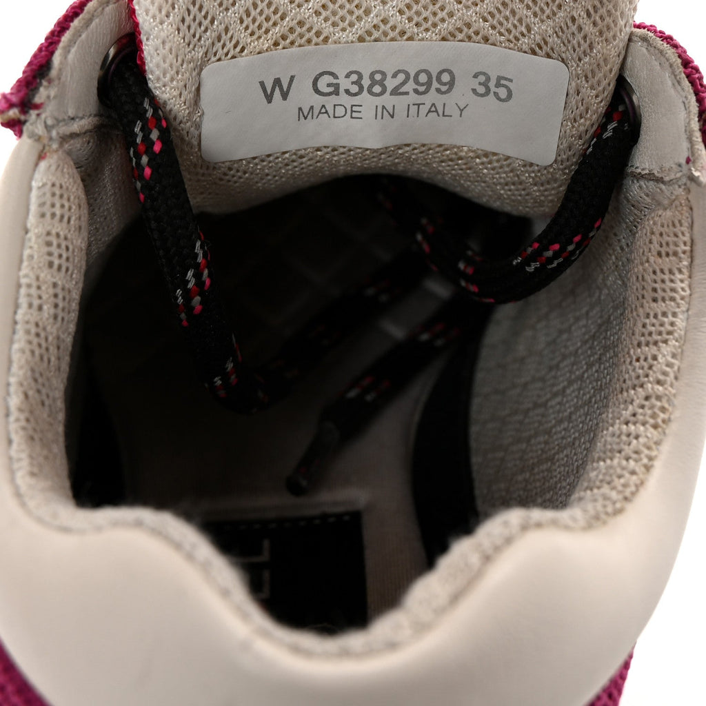 Chanel Mesh Suede Calfskin Women's CC Sneakers 35 Dark Pink Silver