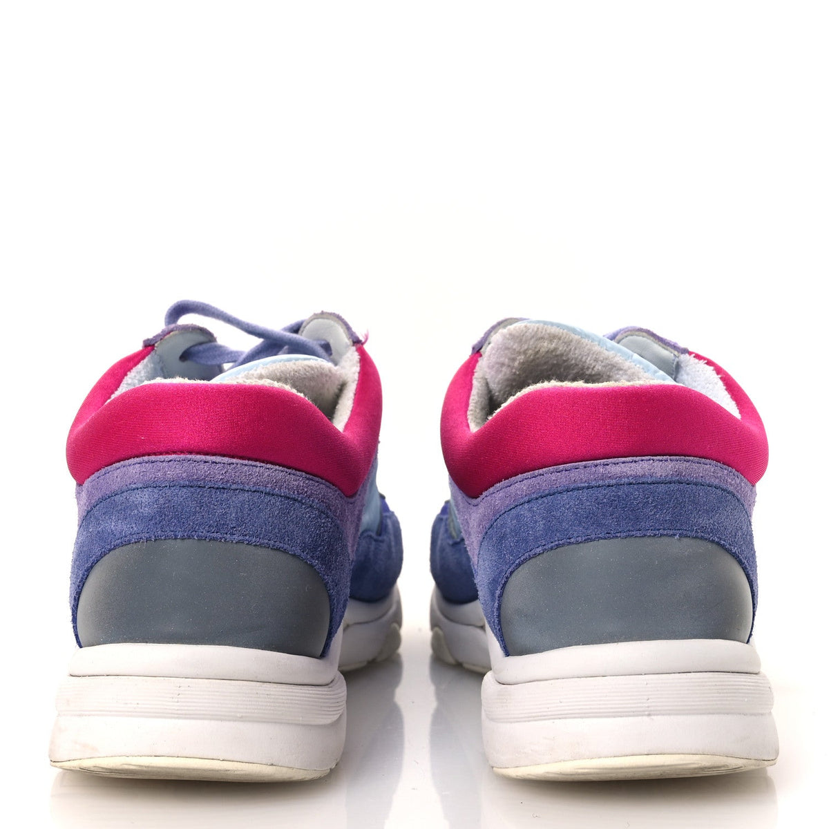 Chanel Nylon Calfskin Suede CC Women's Sneakers Light Blue