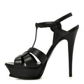 Saint Laurent Calfskin Women's Tribute 105 Sandals 39.5 Black