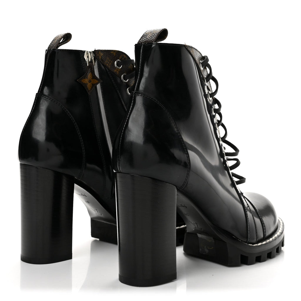 Louis Vuitton Glazed Calfskin Women's Star Trail Boots 40 Black