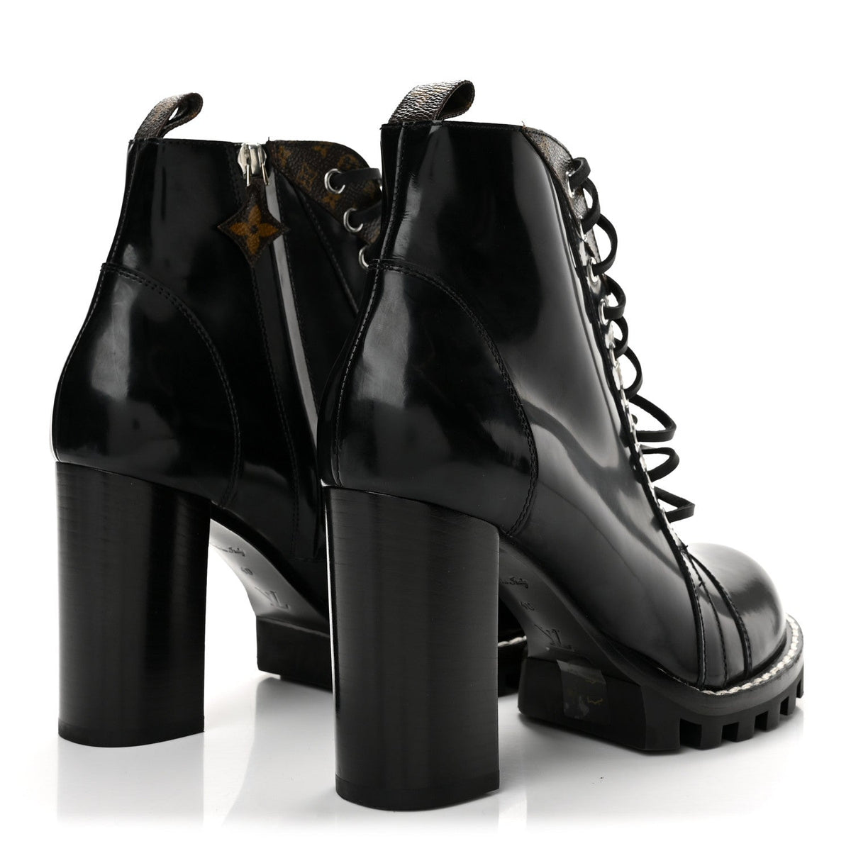 Louis Vuitton Glazed Calfskin Women's Star Trail Boots 40 Black