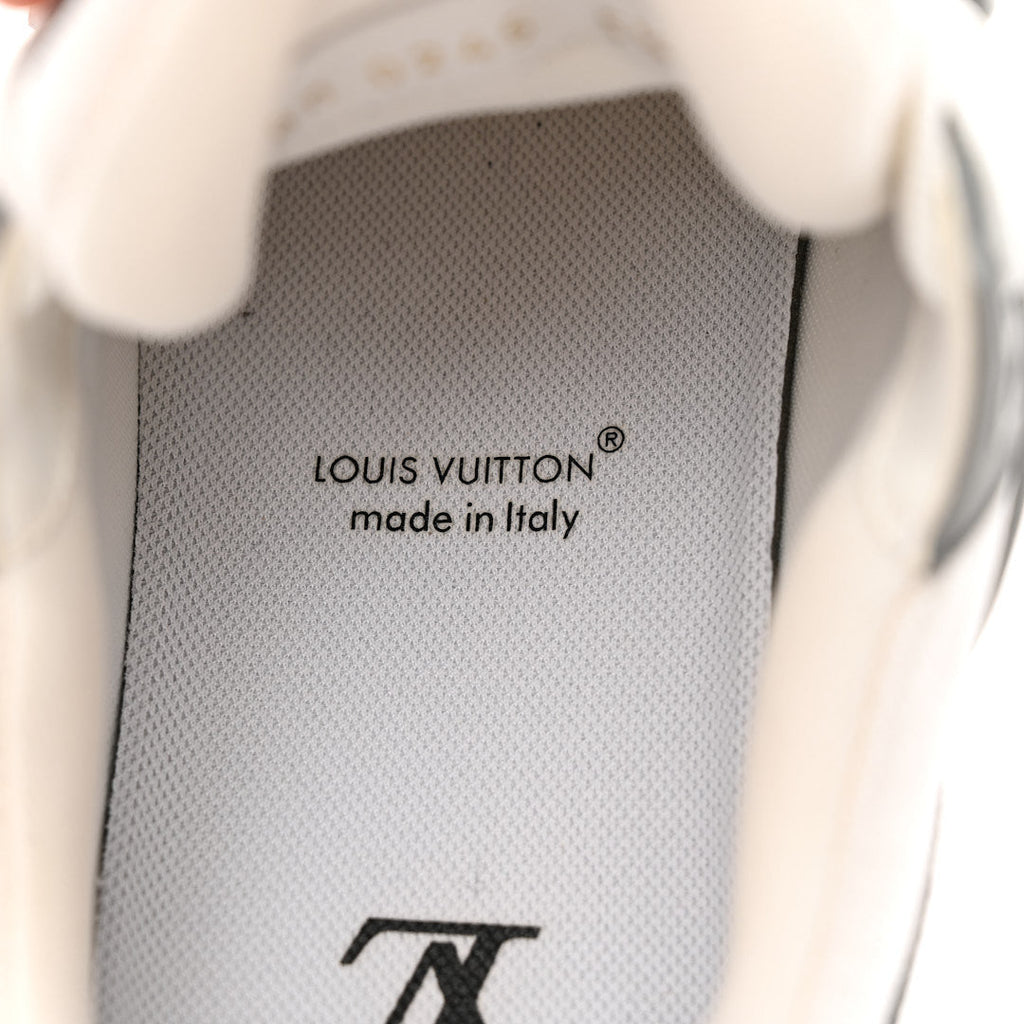 Louis Vuitton Calfskin Embossed Monogram Denim Men's LV Trainer Sneakers 5.5 Grey