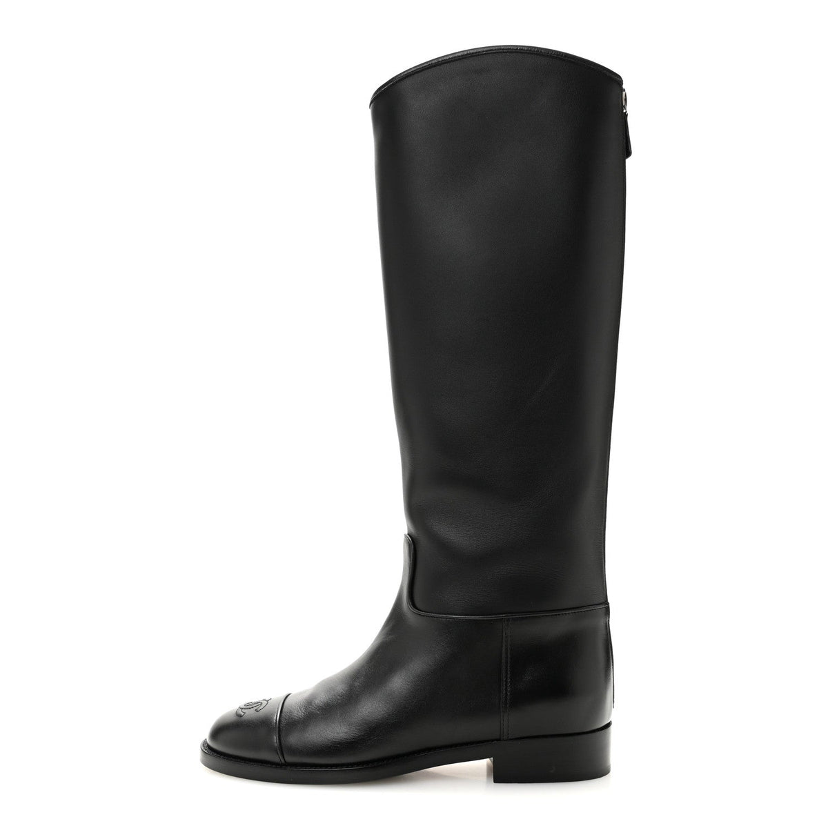 Calfskin Cap Toe CC Riding Boots Black