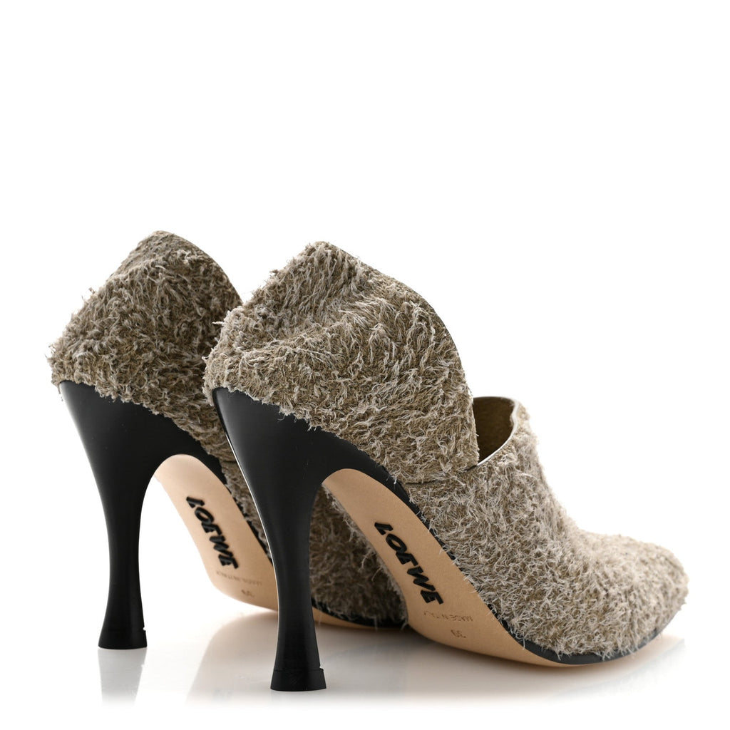 Loewe Brushed Suede Women's Comic 90mm Pumps 39 Khaki Green