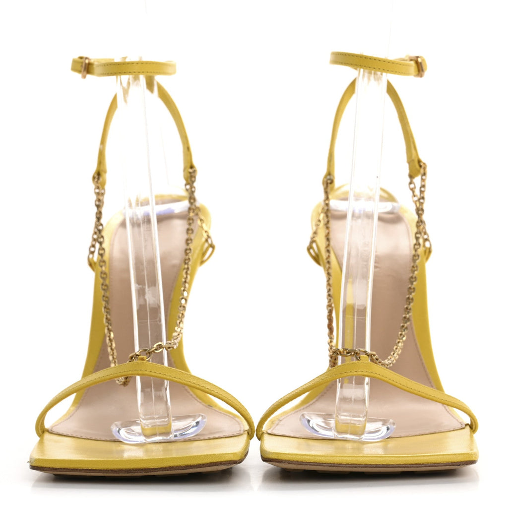 Bottega Veneta Lambskin Stretch Chain Strap 90mm Women's Sandals 41 Buttercup