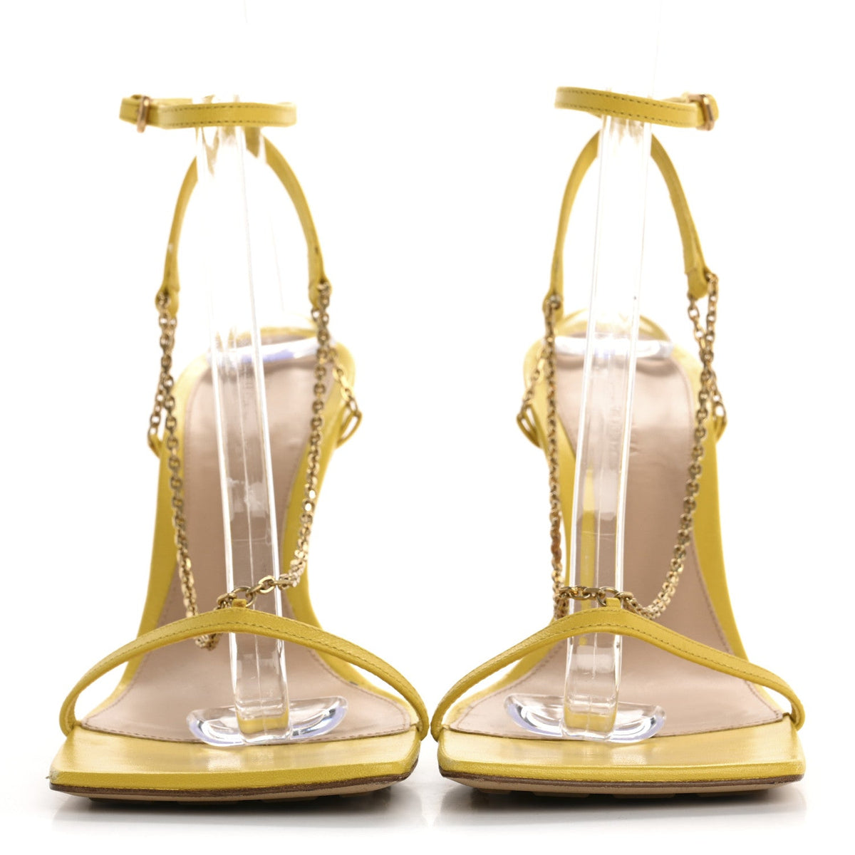 Bottega Veneta Lambskin Stretch Chain Strap 90mm Women's Sandals 41 Buttercup