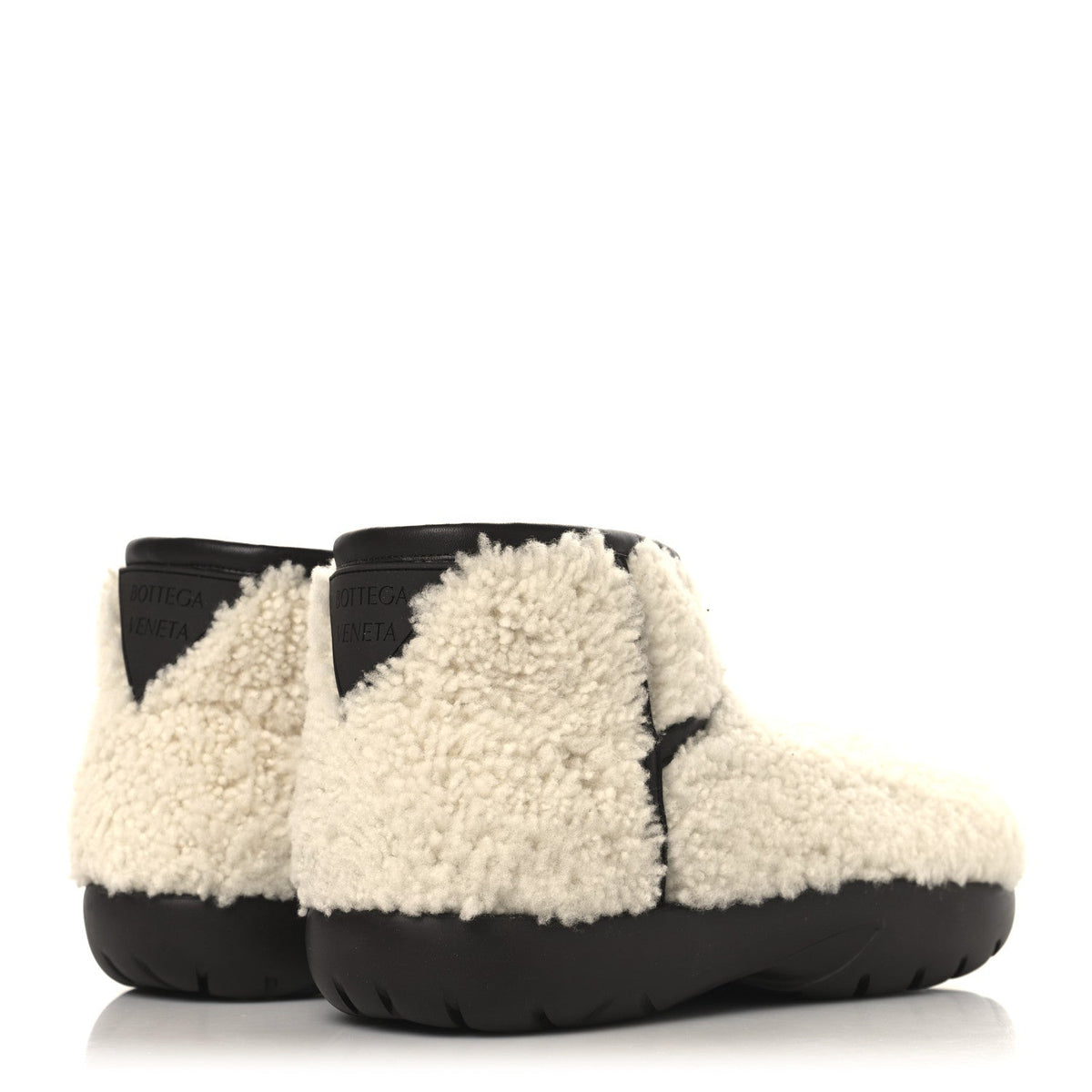 Bottega Veneta Shearling Women's Snap Ankle Boots 40 White